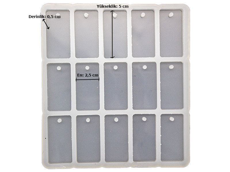 15'li Dikdörtgen Anahtarlık Epoksi Reçine Kalıbı EPK-722 - 2