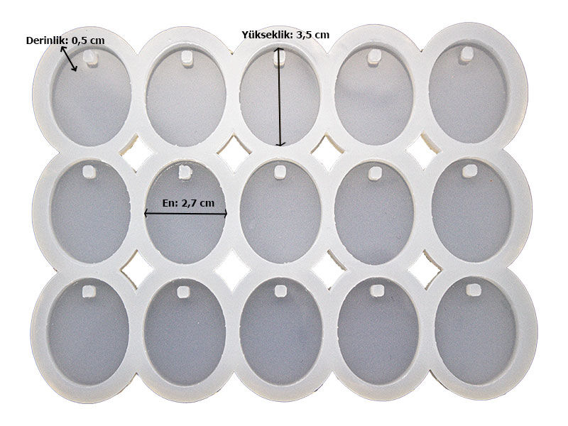 15'li Oval Anahtarlık Epoksi Reçine Kalıbı EPK-721 - 2