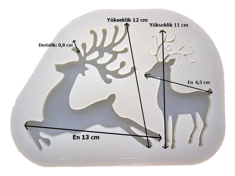2'li Uçan Geyik Yılbaşı Süsü Epoksi Reçine Kalıbı EPK-769 - 2
