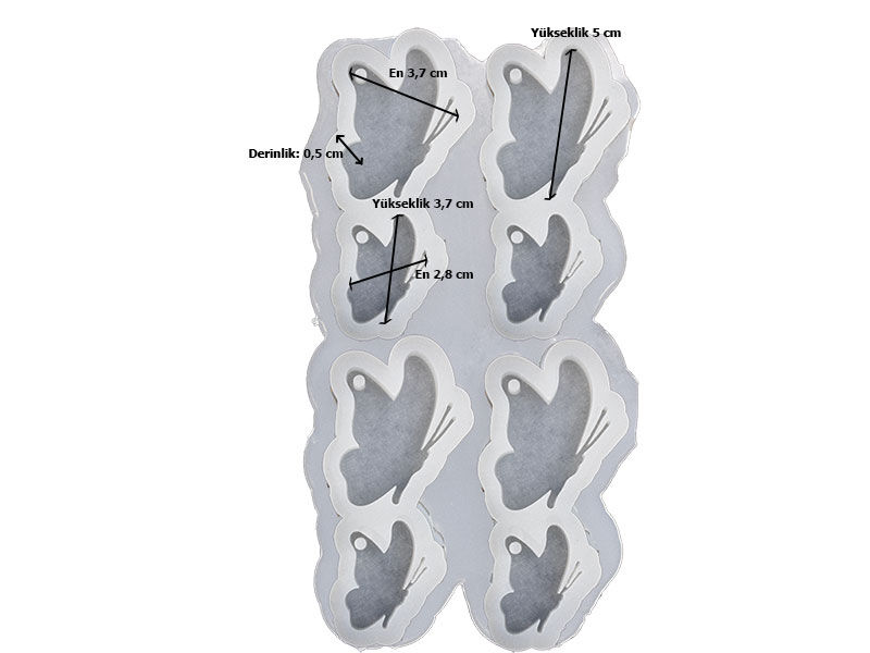 8'li Kelebek Anahtarlık Epoksi Reçine Kalıbı EPK-646 - 2