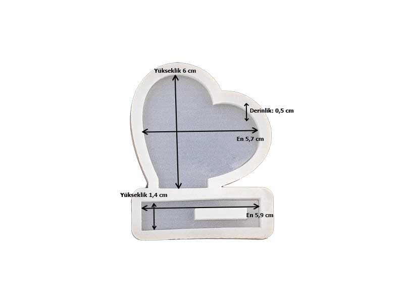 Epoksi Reçine Kalp Masa Süsü Magnet Silikon Kalıbı EPK-459 - 2