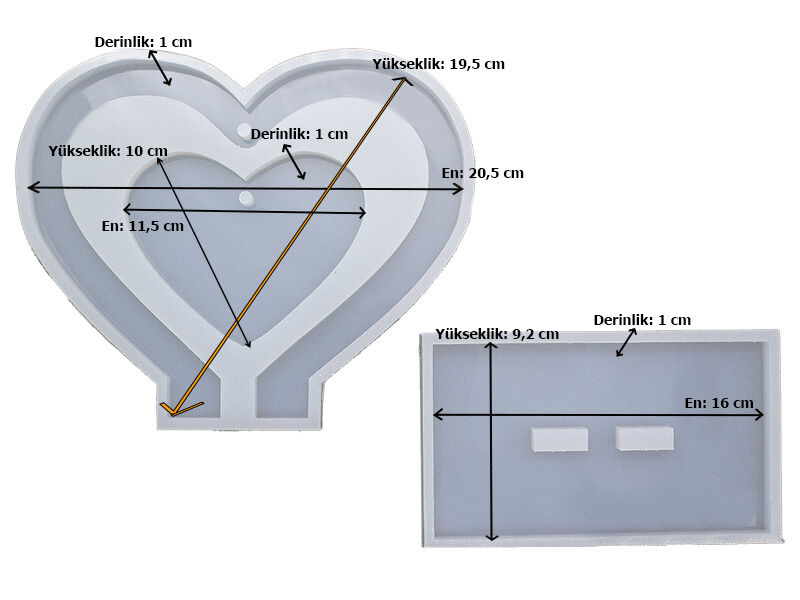 Sarkaç Kalp Fotoğraf Çerçevesi Epoksi Reçine Kalıbı EPK-705 - 2